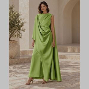 Arrange lime green / chartreuse satin-finish fabric, | Sz UK 12 / EU 40 / US 8